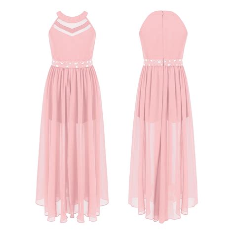 DPOIS Girls Maxi Chiffon Romper Dress Wedding Birthday Dance Gown