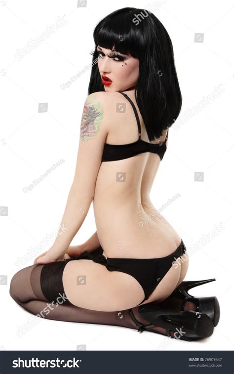 Sexy Brunette Garter Belt Stockings Stilettos Stock Photo Shutterstock