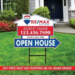 10 Pack Remax Custom Open House Arrow Yard Sign 2 Sided Add Your Text