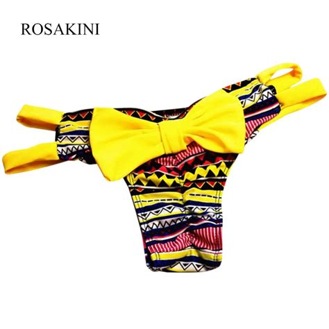 Rosakini Swimming Briefs Sexy Swimwear Women Underwear Biquini Swimsuit Bikini Bottom Big Bow