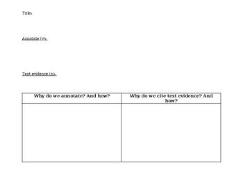 Annotating & Text Evidence Graphic Organizer by ELA Fur Mama | TPT