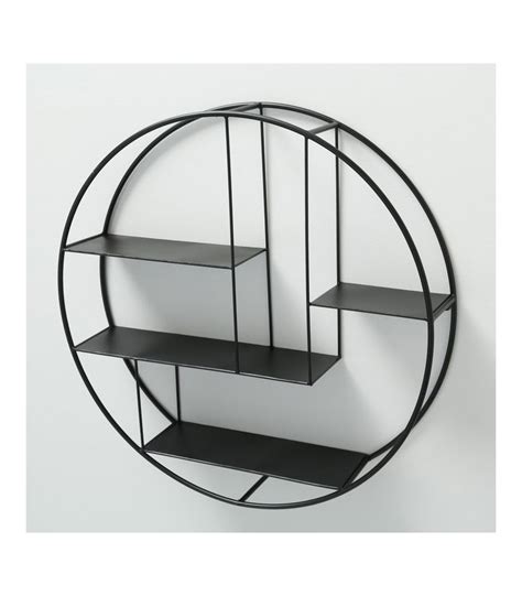 Étagère Murale Ronde Métal Noir Diamètre 75cm