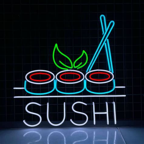 Glowneon Sushi Rolls Neon Sign JapaneseRestaurant Decor Open Sign