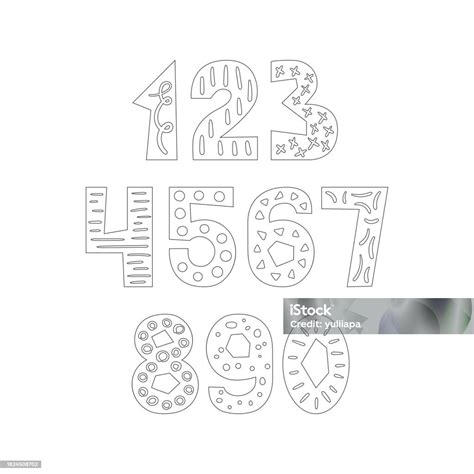 Coloring Page Outline Drawing For Coloring Book Numbers With Decorative ...