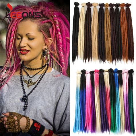 Synthetic 20 Inch Dreadlock Extensions Ombre Black And Purple 10