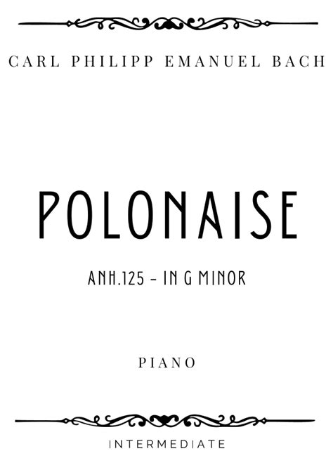 C P E Bach Polonaise In G Minor Bwv Intermediate Arr