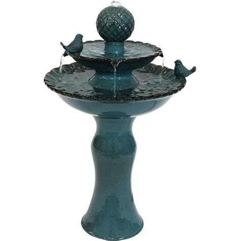 Sunnydaze Resting Birds Ceramic 2 Tiered Outdoor Water Fountain 27