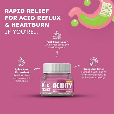 Vito Relief Acidity Chewable Tablets Help To Alleviate The Symptoms Of