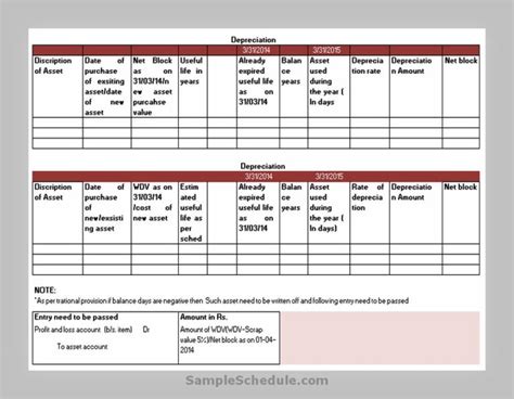 Depreciation Schedule Template Excel Free To Use Sample Schedule