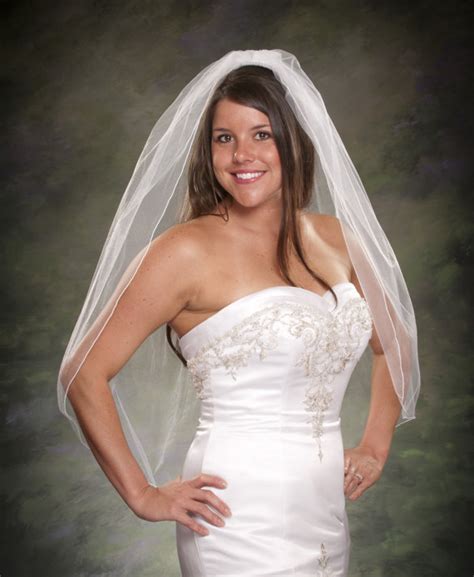 Fingertip Wedding Veil Pencil Edge One Layer Ivory Bridal Veil Inch