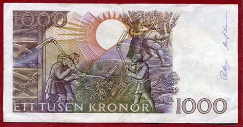 Schweden Sweden Kronen Kroner Ett Tusen Gustav Wasa Iii Used