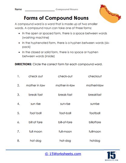 Compound Nouns Worksheets 15