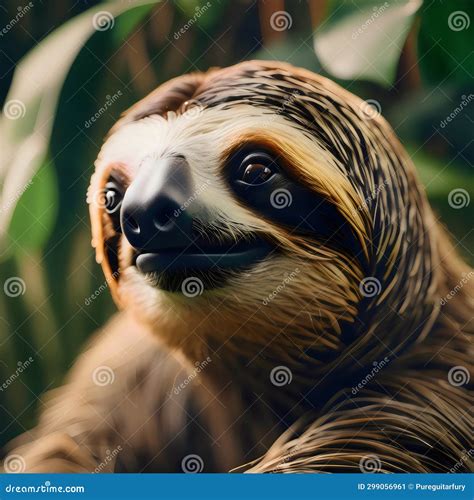 Portrait Of A Sloth Stock Illustration Illustration Of Snooze 299056961