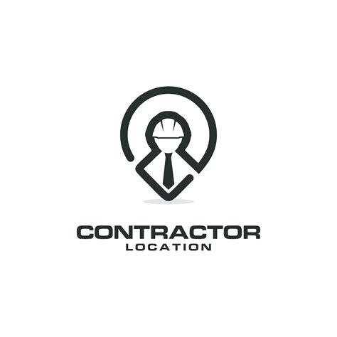 Contractor logo, Combination of construction workers and pin location ...