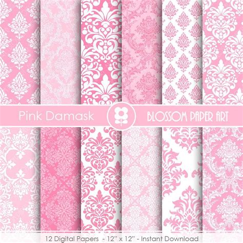 Pink Damask Digital Paper Pink Digital Paper Pack Pink Damask