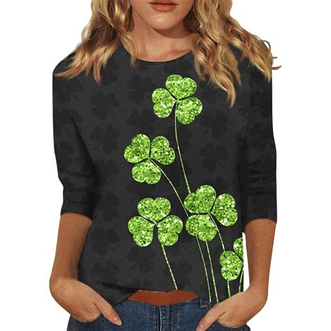 Susanny St Patricks Day Shirts Women Plus Size 3 4 Sleeve Crew Neck