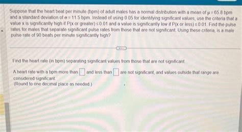 Solved Suppose That The Heart Beat Per Minute Bpm Of Adult Chegg