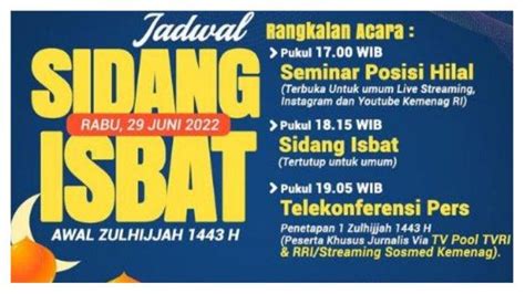 LINK Live Streaming Hasil Sidang Isbat Penetapan 1 Dzulhijjah Dan Hari