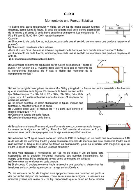 Gu A Est Tica Trabajo Practico Estatica Gu A Momento De Una