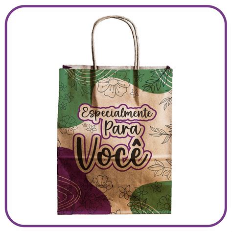 Sacola Kraft Especialmente para Você 50 Unidades M 22x12x34