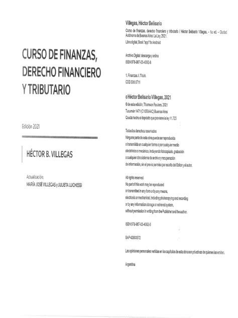 Libro De Derecho Tributario Villegas 2021 Pdf