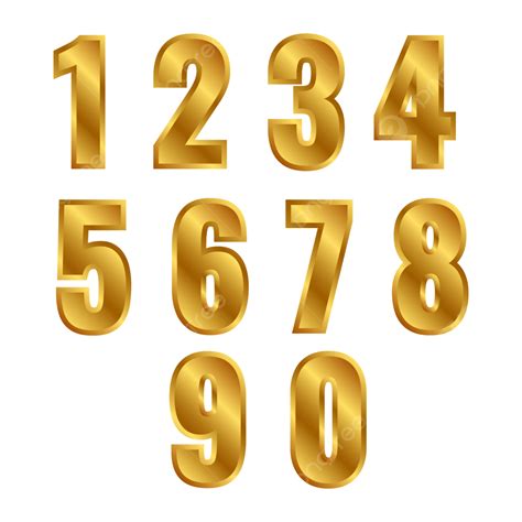 1 2 3 Vector Png Images Golden Set Of 1 2 3 4 5 6 7 8 9 Numbers Png