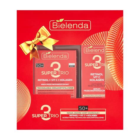 BIELENDA ZESTAW PREZENTOWY SUPER TRIO 50 KREM DO TWARZY SERUM DO