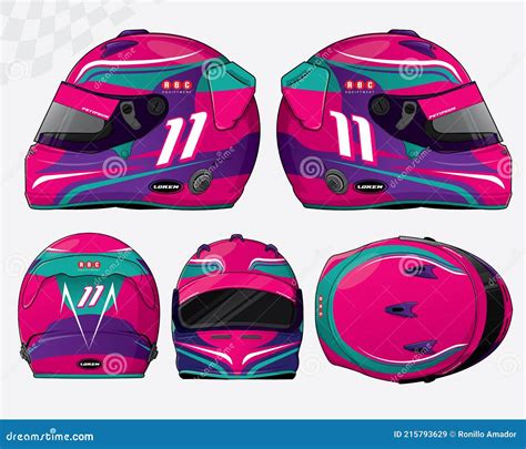 Racing Helmet Design Template Set Stock Vector - Illustration of ...