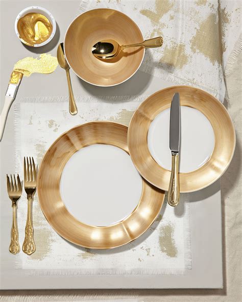 Neiman Marcus 12 Piece Gold Brushstroke Dinnerware Service Neiman Marcus