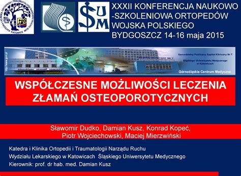 WSPÓŁCZESNE MOŻLIWOŚCI LECZENIA ZŁAMAŃ OSTEOPOROTYCZNYCH PDF Free