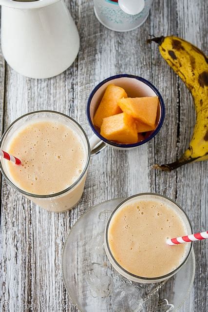 Mango Banana And Rockmelon Smoothie Melon Recipes Banana Smoothie Smoothie Recipes