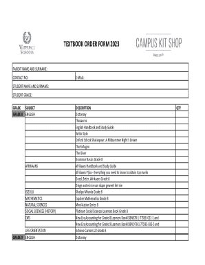 Fillable Online Textbook Order Form Fax Email Print Pdffiller