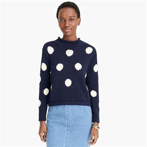 Jcrew Womens 1988 Rollneck™ Cropped Sweater In Dot Cropped Sweater Sweaters Crew Clothing