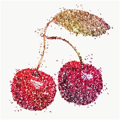 Glitter Red Cherry Fruit Design Element Free Image By