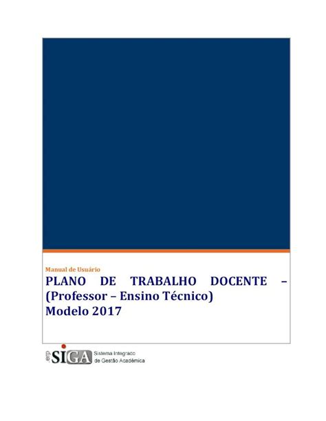 PDF PLANO DE TRABALHO DOCENTE Professor Ensino Técnico Modelo