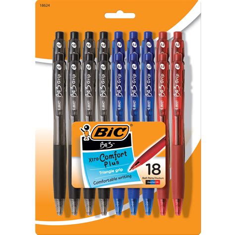 Bic Bu3 Grip Retractable Ball Pen Medium Point 10mm Black