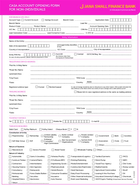 Fillable Online Account Opening Form Non Individuals Fax Email Print