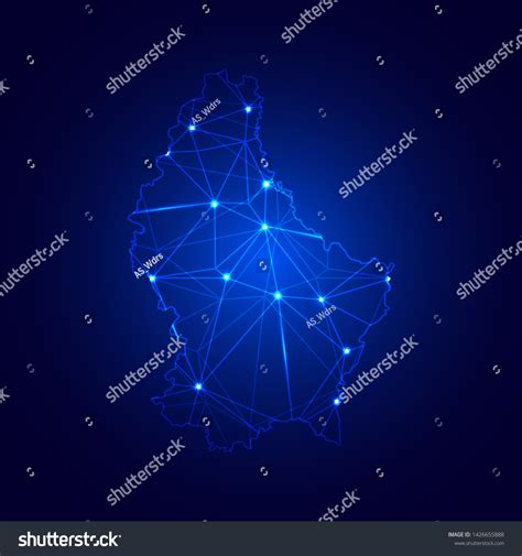 Low Poly Map Of Luxembourg With Lights Royalty Free Stock Vector