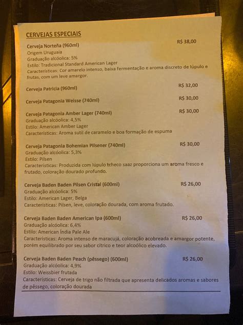 Menu At Fabrica Gastrobar Presidente Prudente