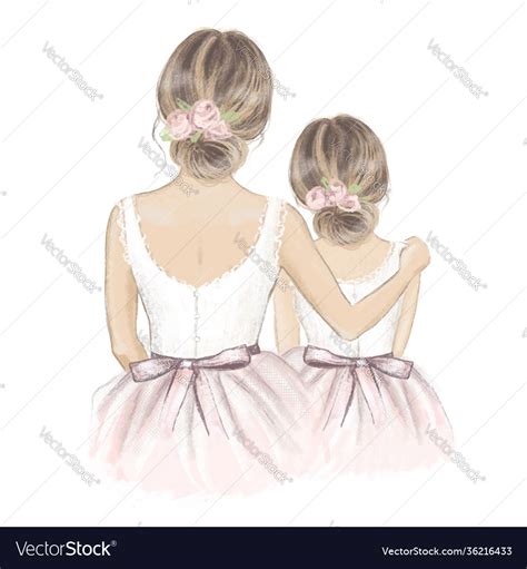 bride  flower girl hand drawn royalty  vector image