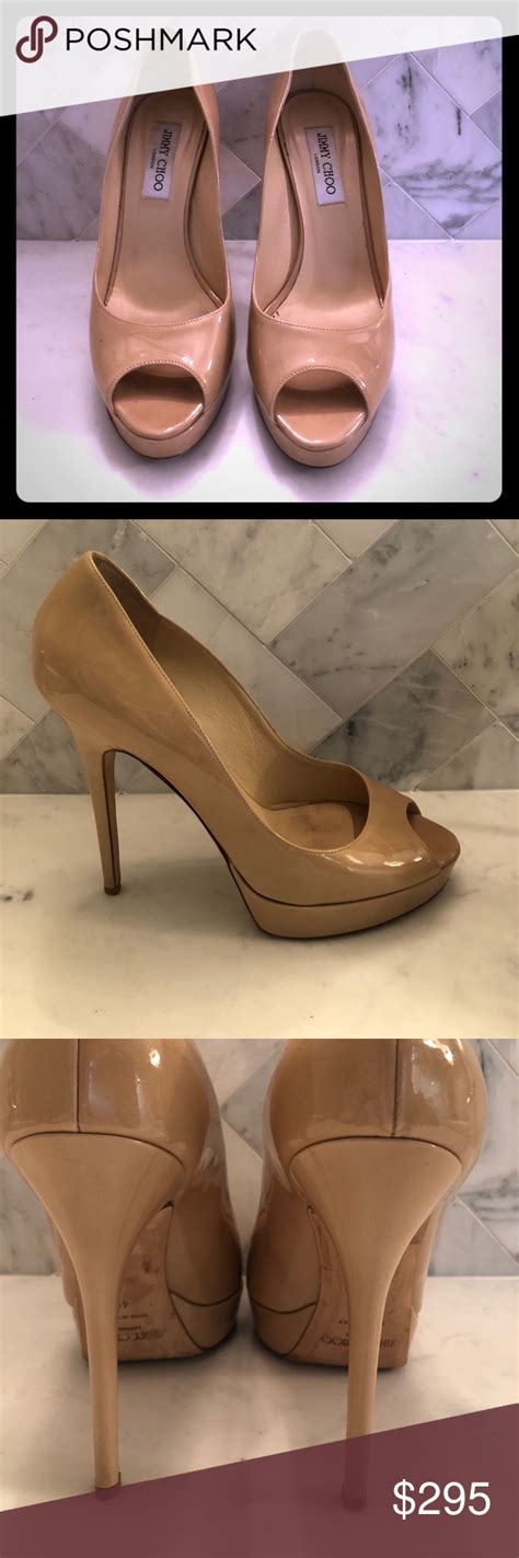 Jimmy Choo Nude Patent Leather Platform Heels