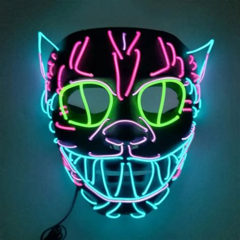 Neon Masker Light Glow In The Dark Mascara Horror Maska Glowing Masker