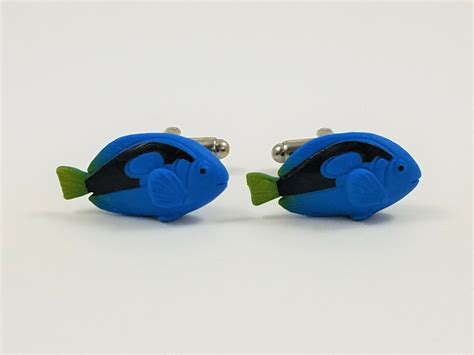 Blue Tang Cufflinks Wedding Groomsmen Ocean Marine Animal Nature