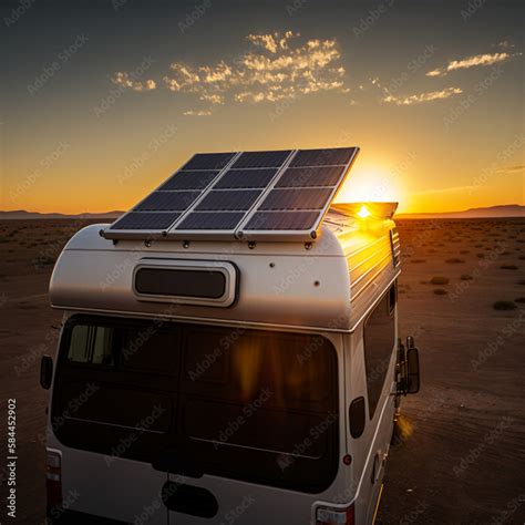 Camper van with solar panels. Generative AI. Stock Illustration | Adobe ...