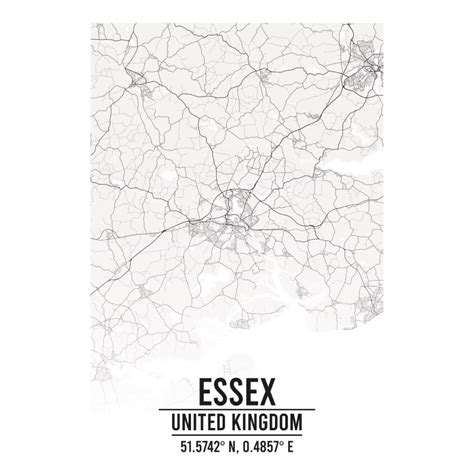 Essex, United Kingdom A3 Map Print - Retro Progression