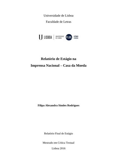 Pdf Relatório De Estágio Na Imprensa Nacional Casa Da Moedarepositorioulptbitstream10451