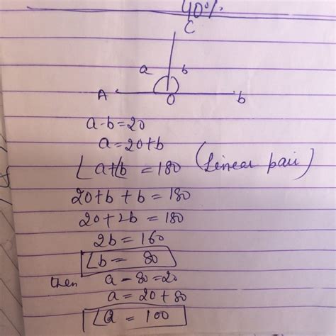 Angle Aoc And Angle Boc Form A Linear Pair If A B 20 Find A And B