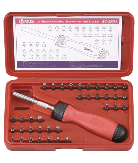 37 Piece Ratcheting Screwdriver and Bits Set - Genius