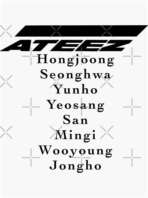 Ateez Logo With Member Names Sticker Sticker For Sale By Amydoungel