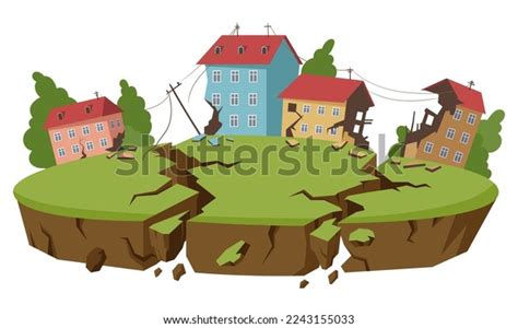 Cartoon Earthquake Natural Disaster Earth Crust Stock Vector (Royalty ...